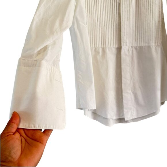 Ermenegildo Zegna Fold Front French Cuff Dress Shirt Solid White Button Up Size - Picture 4 of 8